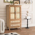 RoyalCraft 48" Tall Accent Cabinet with 2 Carved Doors and 2 Drawers，Vintage Wood Cabinet with Storage, French Country Sideboard Buffet for Small Spaces, Dining Room, Living Room & Hallway