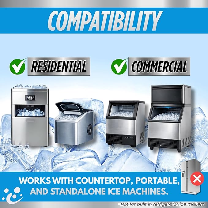 Oh Yuk Ice Machine Cleaner Descaler – Scale & Buildup Remover, Nickel-Safe Ice Maker Cleaning Solution, Compatible with GE nugget, Igloo & All Standalone Ice Makers. For A Fresh Ice Machine