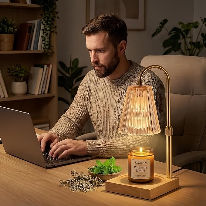 Dimmable Candle Warmer Lamp with Timer Electric Decor Candle Warmer for House Warming Candle Light for Jar Candles Wax Melt Warmer Presents for Women Mom Birthday Festival (Gold)