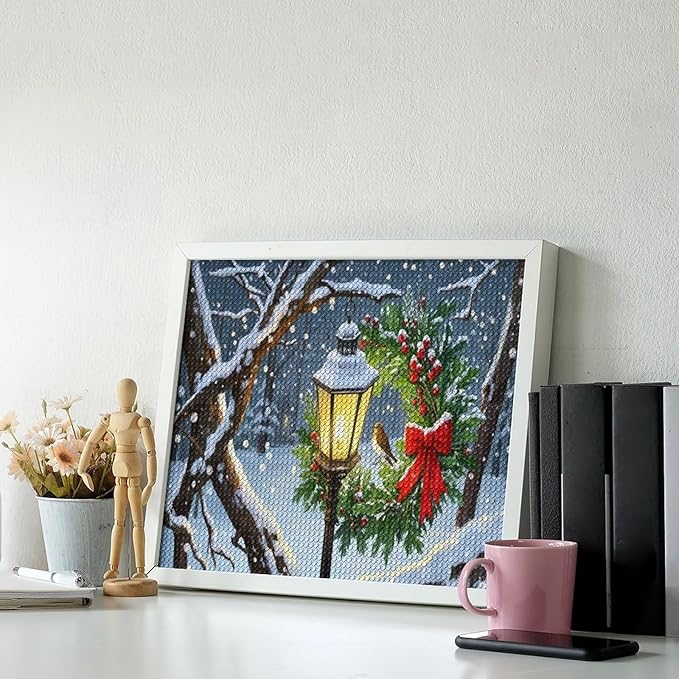 AIVKIEJK Diamond Painting Kits for Adults - Festive Christmas Red Berries & Golden Baubles Painting DIY 5D Full Drill Diamond Dots Paintings with Diamonds Gem Art and Crafts Home Decor 16"x20"