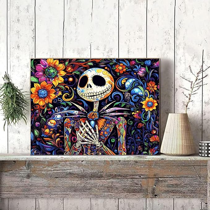 Meothan Paint by Numbers Kits for Adults Beginners- Easy Canvas Nightmare Before Christmas Paint by Number for Home Decor and Gifts 16X20 inch (Halloween)