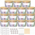 SUPMIND 4oz Iridescent Candle Jars 15 Pack, Small Wide Mouth Glass Empty Candle Jars with Bamboo Lids for Making Candles, Bulk Candle Container with Wick Kit, Ideal for Candle Business Owners