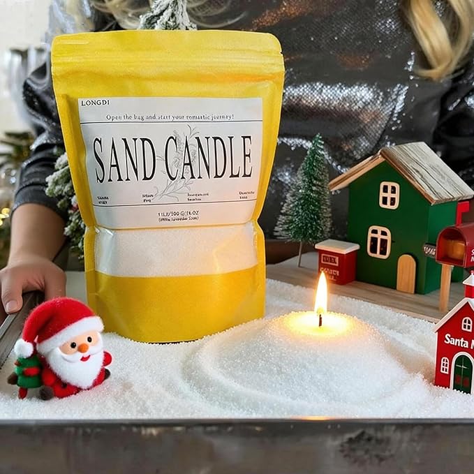 LONGDI Pearl Candle Sand with Wick, 18 oz Scented Sand Candle with 25 Wax Wicks for DIY, Christmas, Friends Party, Decoration, Holiday Gifts. (White, Lavender Scent)