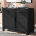 Amposei Wooden Accent Cabinet 40-Inch Vintage Sideboard Coffee Bar Cabinet 2-Door Entryway Storage Cabinet with Adjustable Shelf for Living Room Entrance, Black