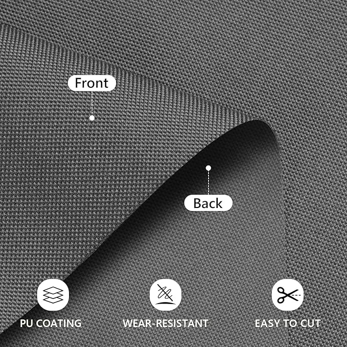 Waterproof Canvas Fabric by The Yard 58inch 600D Upholstery Material Polyester Fabric Outdoor Water Resistant Fabric for Sewing Chair Patio Cushion Purse Bag Interior, 8 Yard Grey
