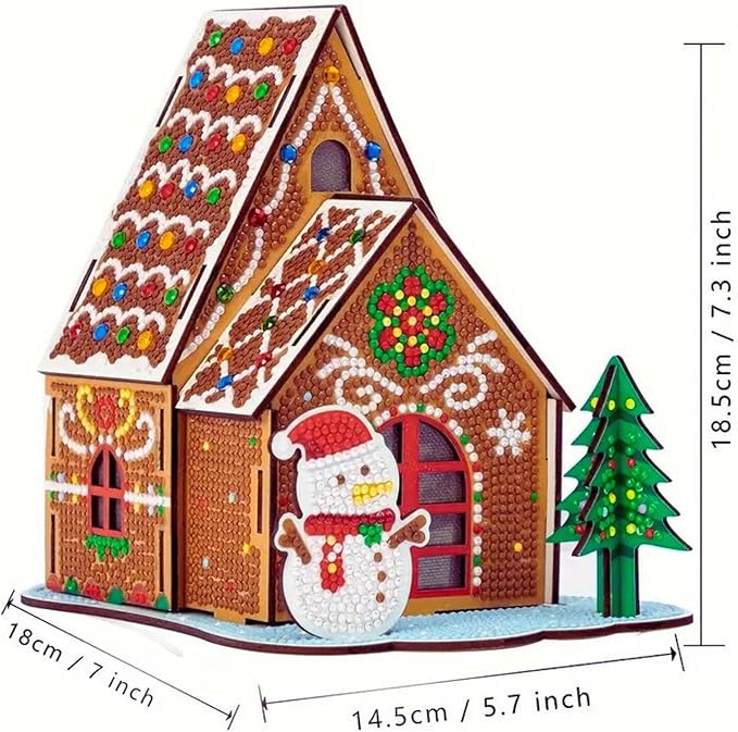 Party Ready 3D Diamond Painting Gingerbread House Christmas Cabin Kit – DIY Holiday Décor, Full Drill Mosaic Art, Festive Craft Kit (Gingerbread House)