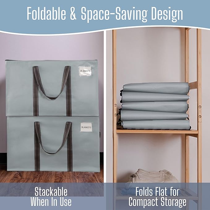 VENO 4 Pack Heavy Duty Moving Bags, Extra Large Storage Bags with Reinforced Handles & Strong Zippers, Foldable & Reusable Moving Box Alternative for Clothes & Dorm Storage