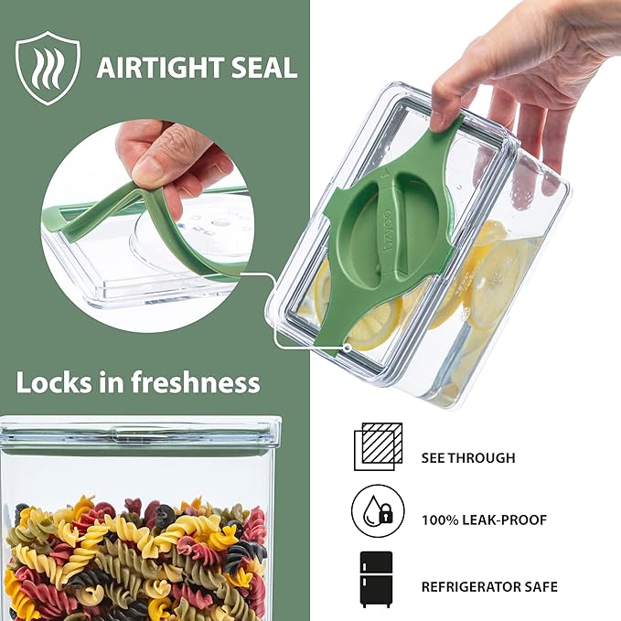 4-Pack Airtight Pantry Containers, 1.9 QT / 1.8 L Clear Food Storage Jars with Leakproof Twist-Lock Lids, Detachable Lid for Easy Cleaning, Cereal, Pasta, Rice, Oats, Snack Storage -Black