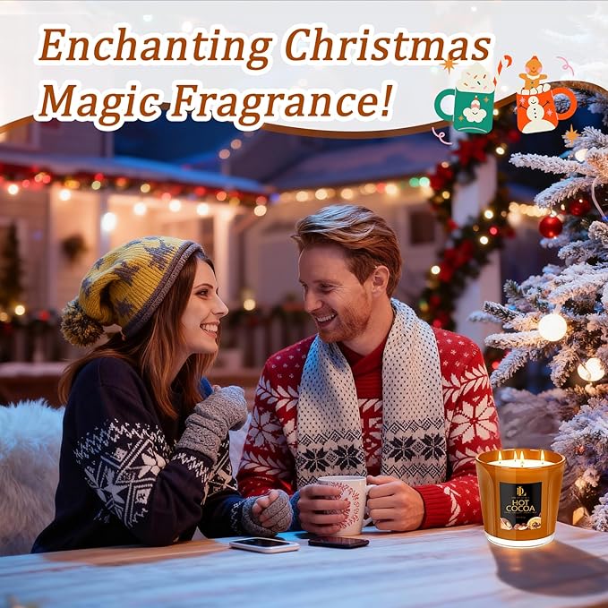 Large Candle Hot Cocoa Scented, 4 Wick Natural Soy Candles for Home Scented, 30oz Big Holiday Candle Long Lasting, Home Kitchen Scent Candles Housewarming Gifts for Women Men
