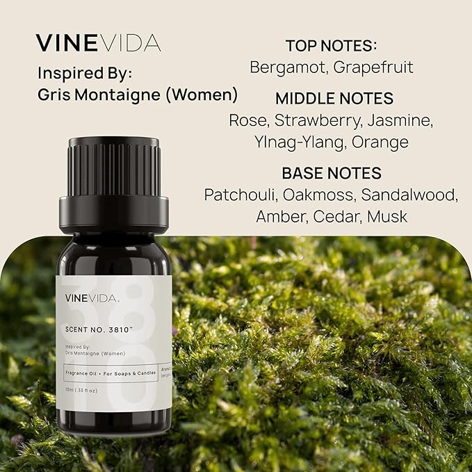 VINEVIDA [0.33 Oz] Scent No. 3810 Inspired by Gris Montaigne (Women); Fragrance Oil for Candle Making and Soap Making - Premium Candle Scents for Soy Candles