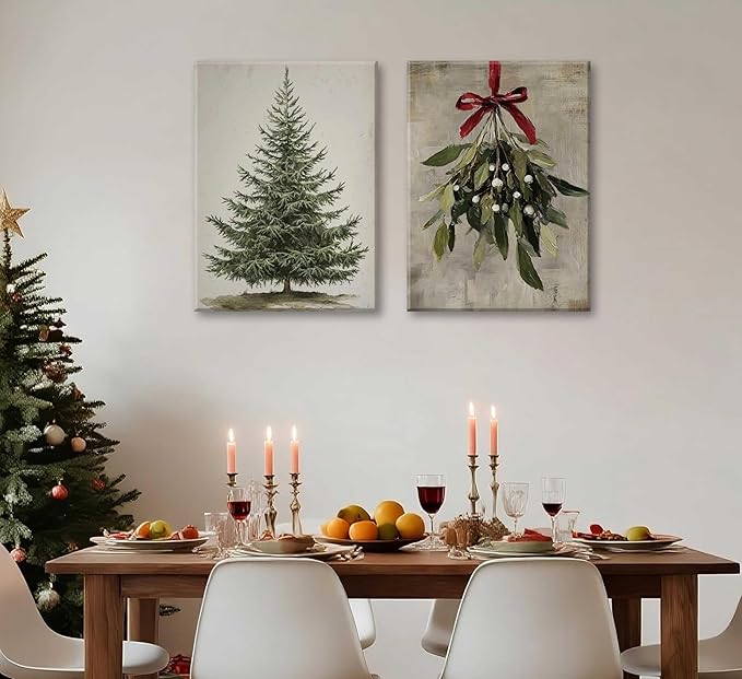 Paint by Number Kit for Adults & Kids, 2 Pack Christmas Scenes 16x20 Inch Framed, DIY Acrylic Painting Kit with Brushes & Paints, Festive Home Art Decor