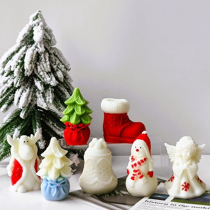 Christmas Tree Silicone Molds, Trees Candle Mold for Soap Soy Wax DIY Handcraft, Gift Bag Resin Molds Gift Wedding Party Home Dinner Festive Days Car Decoration