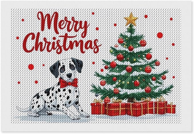 AIVKIEJK Diamond Painting Kits for Adults - Christmas Joyful Canine Holiday Painting DIY 5D Full Drill Diamond Dots Paintings with Diamonds Gem Art and Crafts Home Decor 8"x12"