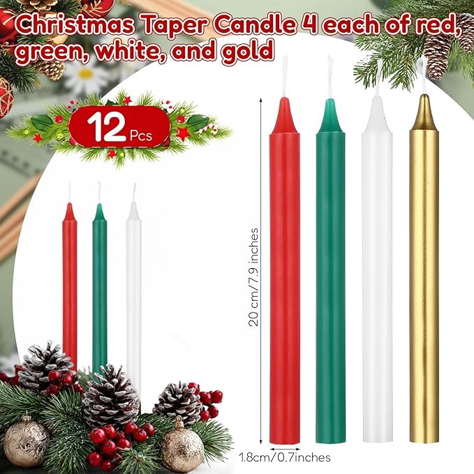 Conelist 24 Pcs DIY Candle Painting Kit with 12 Pcs Holiday Color Tape Candles and 12 Candle Wax Pens for Family Crafts Birthday Christmas Party Favors