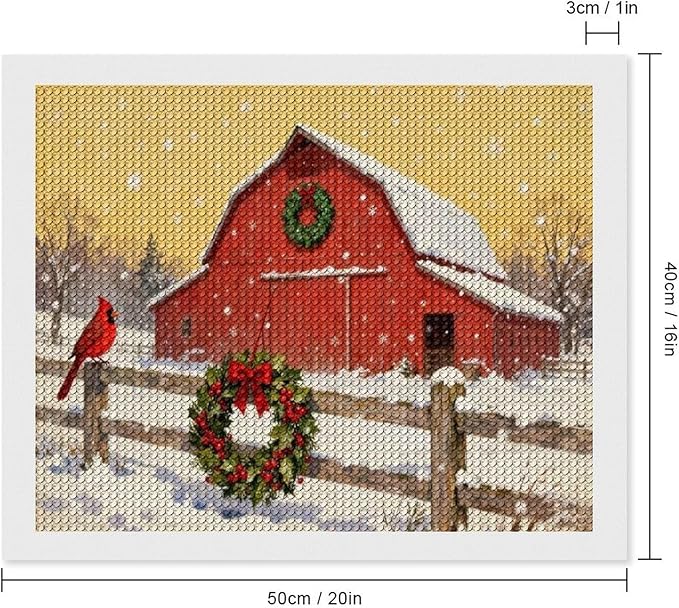 AIVKIEJK Diamond Painting Kits for Adults - Christmas Winter Cardinal, Red Barn Scene Painting DIY 5D Full Drill Diamond Dots Paintings with Diamonds Gem Art and Crafts Home Decor 16"x20"