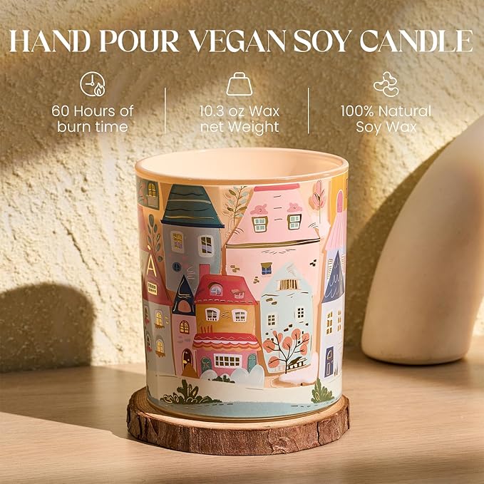 M&SENSE Creamy Puff Scented Candles for Women 10.2 oz 60 Hours Long Burning Sweet Candles Housewarming Gifts for Stress Relief, Meditation, Calm, Yoga