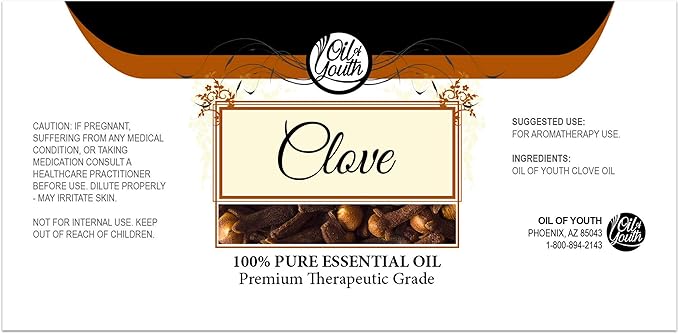 Oil of Youth Clove Bud Oil 4 oz – Clove Essential Oil for Toothache, Gums, Teeth & Skin