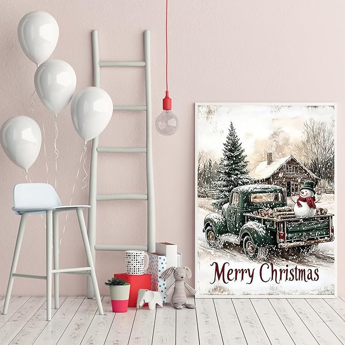 APTDYIGL 5D Christmas Diamond Painting Kits for Adults Beginner,DIY Snowman Truck Diamond Art Kits for Adults,Round Full Drill Diamond Dots with Gem Art Kits,Home Wall Decor 13.7X13.7inch
