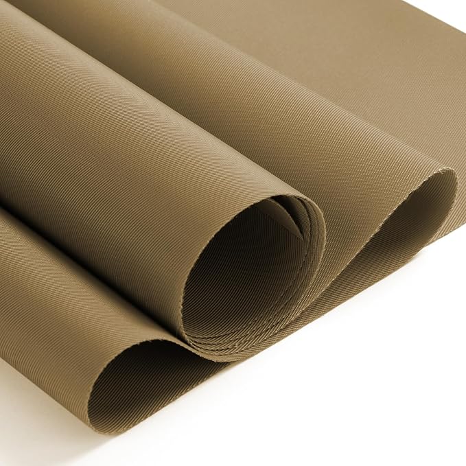 Nylon Fabric, 58"W 420D Waterproof Fabric 1 Yard Ripstop Nylon Material Outdoor Upholstery Twill Sewing Material for Patio Chair, Lining, Cushion, Purse, Tote Bag, Tent, Tarp Cover, DIY Project Khaki