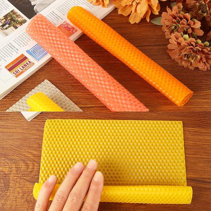 GBACHOOSE 8x8 Inch Beeswax Sheets for Candle Making, 24PCS Beeswax Candle Sheet, 12 Colorful Wax Candle Color Sheets DIY Rolled Candles Home Decor Gift for Adults DIY