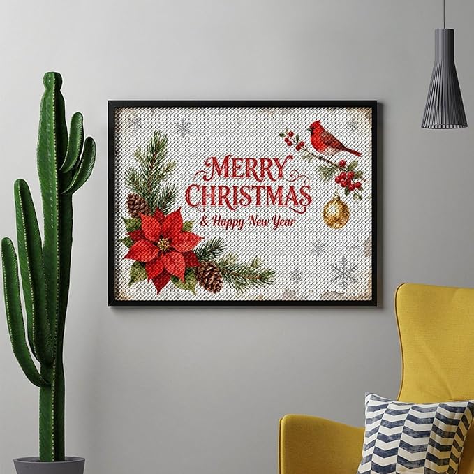 AIVKIEJK Diamond Painting Kits for Adults - Merry Christmas & Happy New Year Painting DIY 5D Full Drill Diamond Dots Paintings with Diamonds Gem Art and Crafts Home Decor 12"x16"