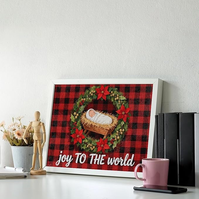 AIVKIEJK Diamond Painting Kits for Adults - Faith Christmas World Joy Painting DIY 5D Full Drill Diamond Dots Paintings with Diamonds Gem Art and Crafts Home Decor 12"x16"