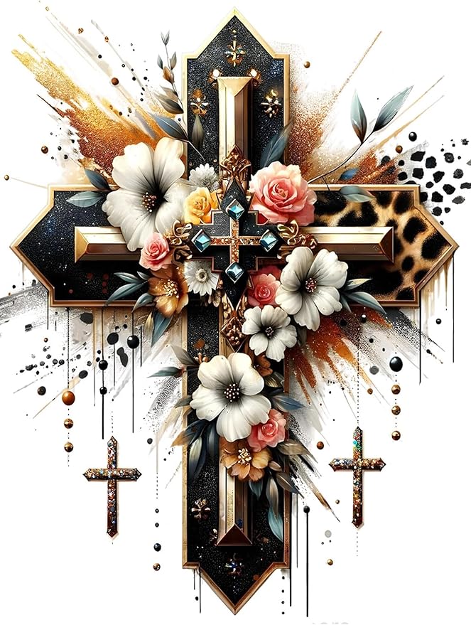 Diamond Art Kits for Adults, Cross Diamond Painting Kits for Beginners, 5D Full Drill Gem Art Paint with Diamonds Dots Crafts Kits for Home Decor Gift 12x16inch (Religion)