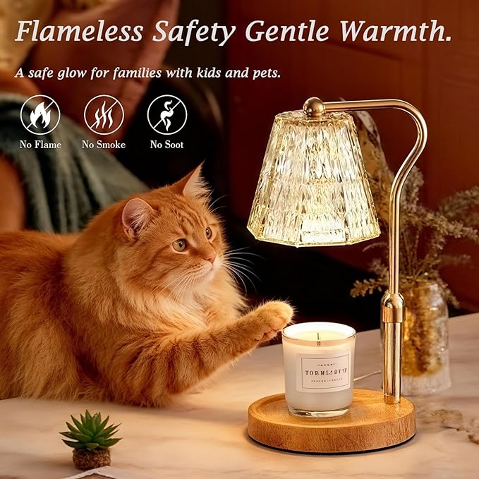 Candle Warmer Lamp with Timer Dimmable Mom Gifts, Adjustable Height Wax Warmer Lamp for Scented Candles Home Appliances White Elephant Gifts for Sister Friend (Ripple)
