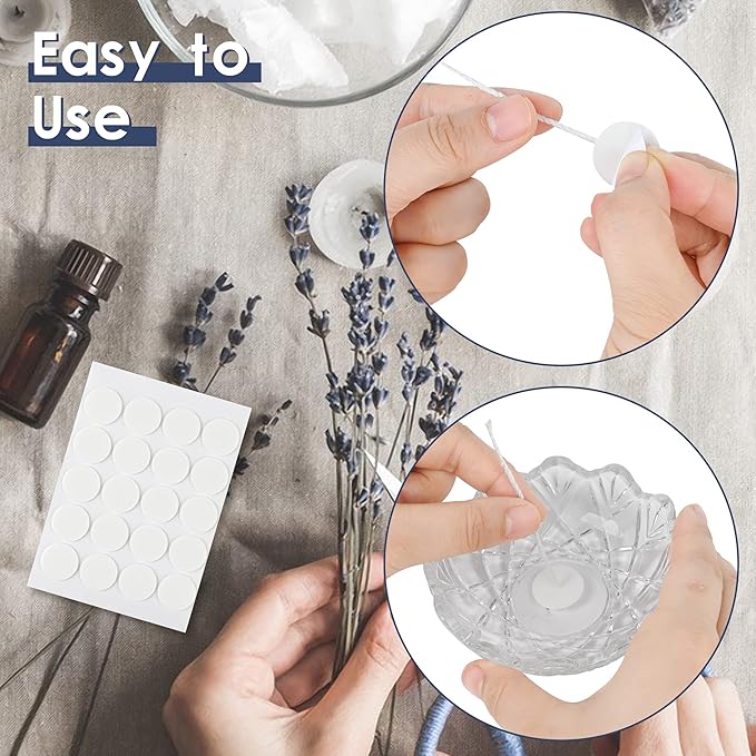 200PCS Candle Wick Sticker，Adhere Steady in Hot Wax,Candle Making Double-Sided Sticker Heat-Resistant Candle Sticker，Resistance Double-Sided Stickers for Candle Making