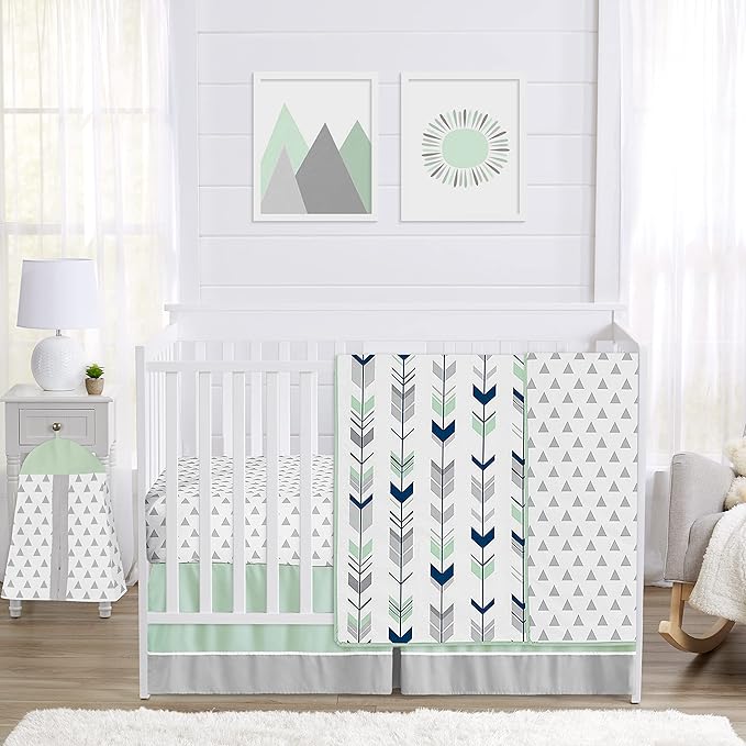 Sweet Jojo Designs Navy Blue and Mint Woodland Mod Arrow Foldable Fabric Storage Cube Bins Boxes Organizer Toys Kids Baby Childrens for Collection Set of 2