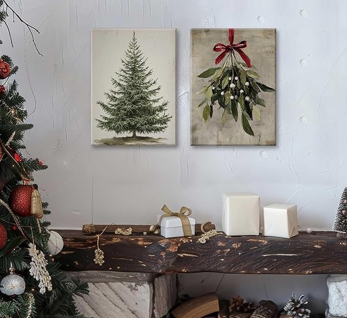 Paint by Number Kit for Adults & Kids, 2 Pack Christmas Scenes 16x20 Inch Framed, DIY Acrylic Painting Kit with Brushes & Paints, Festive Home Art Decor