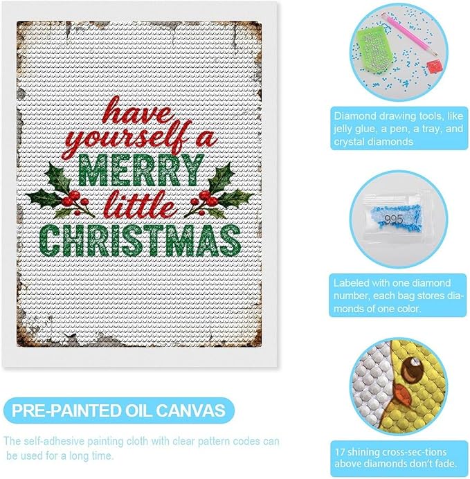 AIVKIEJK Diamond Painting Kits for Adults - Merry Christmas Santa Painting DIY 5D Full Drill Diamond Dots Paintings with Diamonds Gem Art and Crafts Home Decor 12"x16"
