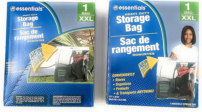 Essentials Heavy Duty Storage Bags XXL 2 Pack Space Saver (Bundle with KC Tingamajig) Everyday Essential Stores Organize Protect Transport Anything