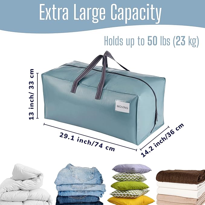 VENO 6 Pack Heavy Duty Moving Bags with Backpack Straps, Zippers & Handles, Extra Large Packing Bags for College Dorm Essentials, Moving Supplies Alternative to Cardboard Moving Boxes