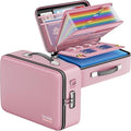 DocSafe Fireproof Document Box with Lock, Hard Case File Organizer with Accordion File Folder, Fireproof Water Resistant Safe Box Home Office Travel Storage for Important Documents Laptop Pink