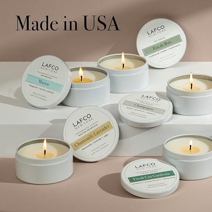 LAFCO New York Travel Candle, Fresh Cut Gardenia - 4 oz - 20-Hour Burn Time - Made in The USA