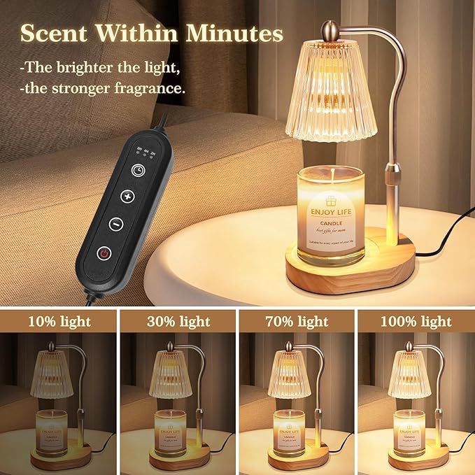 seenlast Gifts for Women, Candle Warmer Lamp with Adjustable Height Timer Dimmer,Vintage Home Decor for Scented Jar