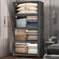 Extra Large Stackable Storage Bins with Lids & Wheels, Foldable Collapsible Closet Organizers Dark Storage Cabinet with Doors for Bedroom Dorm