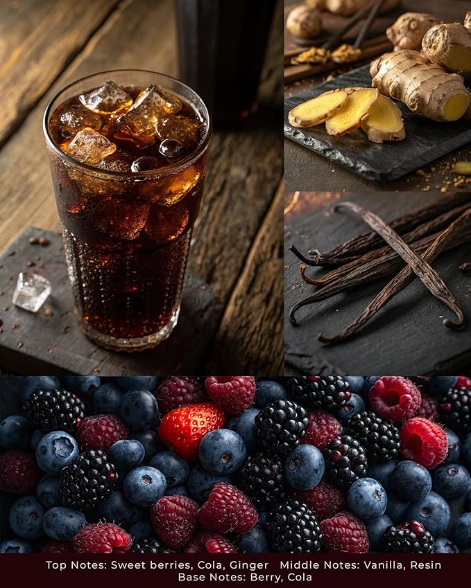 Sparkling Cola Scented Candles - 100% Natural Soy Wax - Large 3 Wick Jar Candle - Up to 50 Hours Burning Time - Candles for Home - Gift-Ready Candle for Men & Women - Aromatherapy
