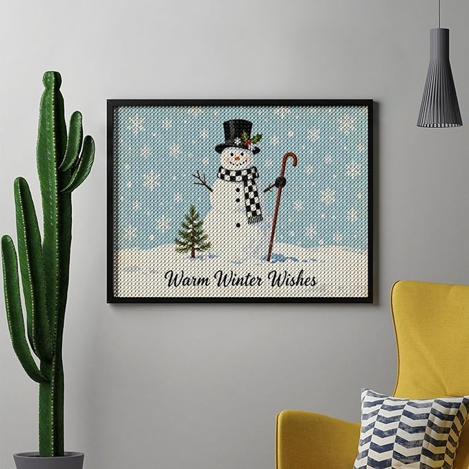 AIVKIEJK Diamond Painting Kits for Adults - Christmas Festive Winter Snowman Warm Winter Wishes Painting DIY 5D Full Drill Diamond Dots Paintings with Diamonds Gem Art and Crafts Home Decor 12"x16"