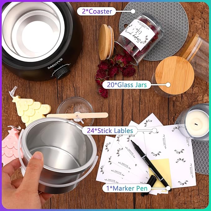 20 PCS Candle Jars,Candle Jars with Lids,Candle Making Kit,Bulk CandleJars For Candles