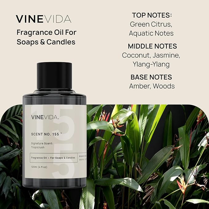 VINEVIDA [4 oz] Tropiclush; Fragrance Oil for Candle Making and Soap Making - Premium Candle Scents for Soy Candles