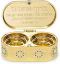 Beautiful Candle Holders that Will Enhance Your Home Décor for Jewish Shabbat or Holidays,A Wonderful Gift for Mother's Day -with Deluxe Engraved Design. (Gold Hoshen Stones)