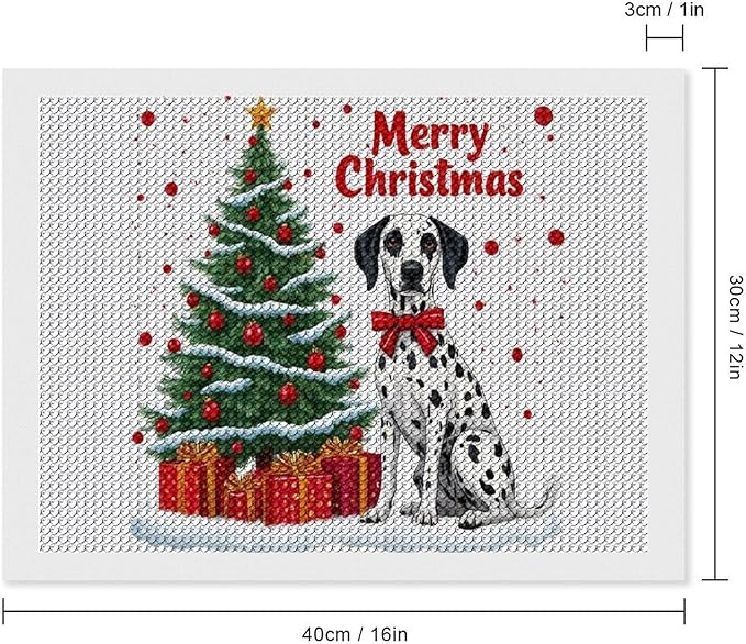 AIVKIEJK Diamond Painting Kits for Adults - Christmas Joyful Canine Holiday Painting DIY 5D Full Drill Diamond Dots Paintings with Diamonds Gem Art and Crafts Home Decor 12"x16"