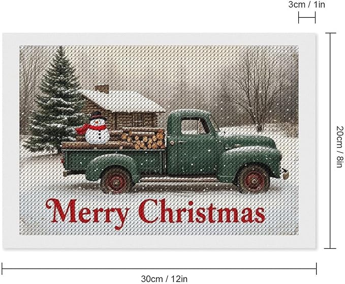 AIVKIEJK Diamond Painting Kits for Adults - Christmas Truck with Snowman & Cabin Winter Painting DIY 5D Full Drill Diamond Dots Paintings with Diamonds Gem Art and Crafts Home Decor 8"x12"