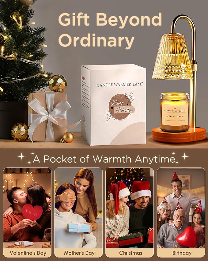 TATAANTY Candle Warmer Lamp for Scented Jar Candles: Height Adjustable Electric Wax Melt Warmer with Timer & Dimmer, Gifts for Women Mom, Birthday New Home Room Decor