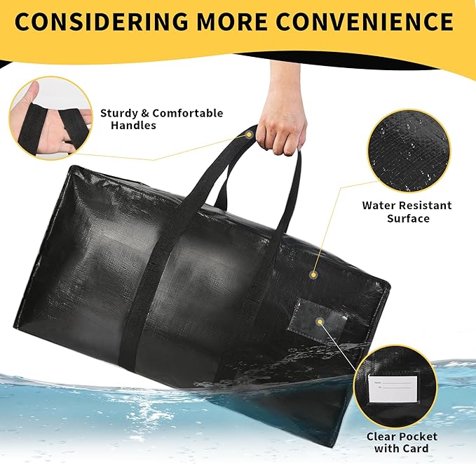 Heavy Duty Extra Large Moving Bags,96 Gallon Jumbo Packing Bags,Huge Moving Storage Bags with Strong Zippers & Carrying Handles,Reusable Big Moving Storage Bags for College Dorm Travel 2Pack