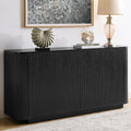64" Sideboard Buffet Cabinet with Storage, Modern Fluted Accent Credenza with Adjustable Shelves, Wood Media Console Coffee Bar Table for Living Room Kitchen Dining Room, 31.5" H, Black