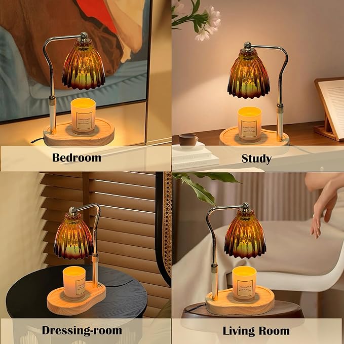 Candle Warmer Lamp with Timer Dimmable,Height Adjustable Scented Wax Melts Warmer Lamp,Electric Flameless Candle Warmer for Candle Jar,Mothers Day Birthday Gifts for Women,Office Home Decor(2 Bulbs)