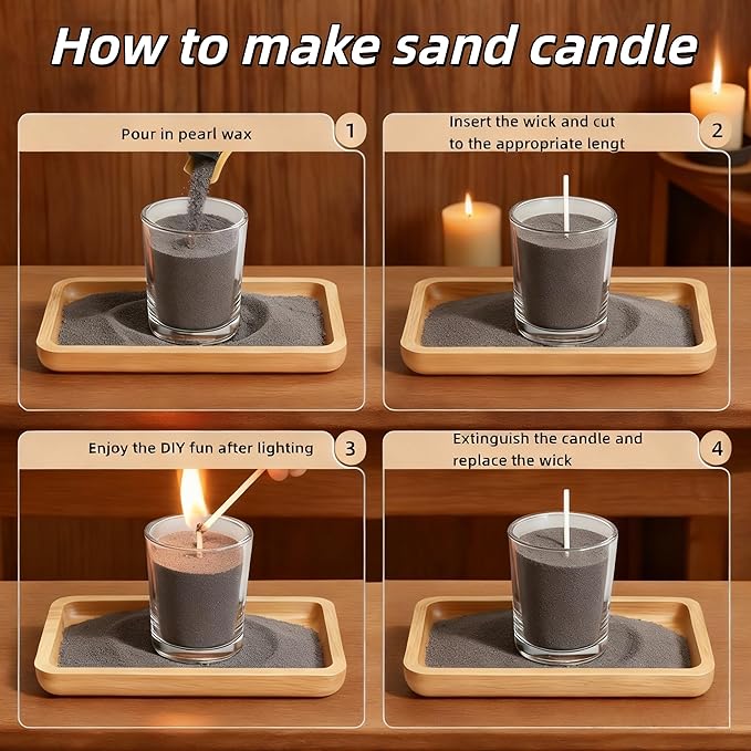 PHYMAT Multi-Color Candle Wax Sand with 50pcs Wicks, 1.1LB Pearled Candle Sand Wax, Refillable Plant Colored Candle Wax Bulk Kit for DIY Handmade Candle Making, Party, Wedding, Home Decor